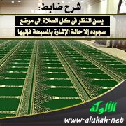 شرح ضابط: يسن النظر في كل الصلاة إلى موضع سجوده إلا حالة الإشارة بالمسبحة فإليها